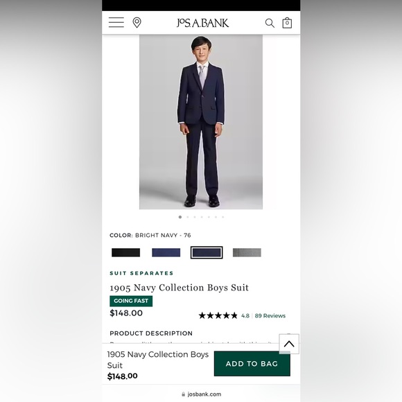4 pc boys navy suit size 8 Jos A Bank - Picture 11 of 16